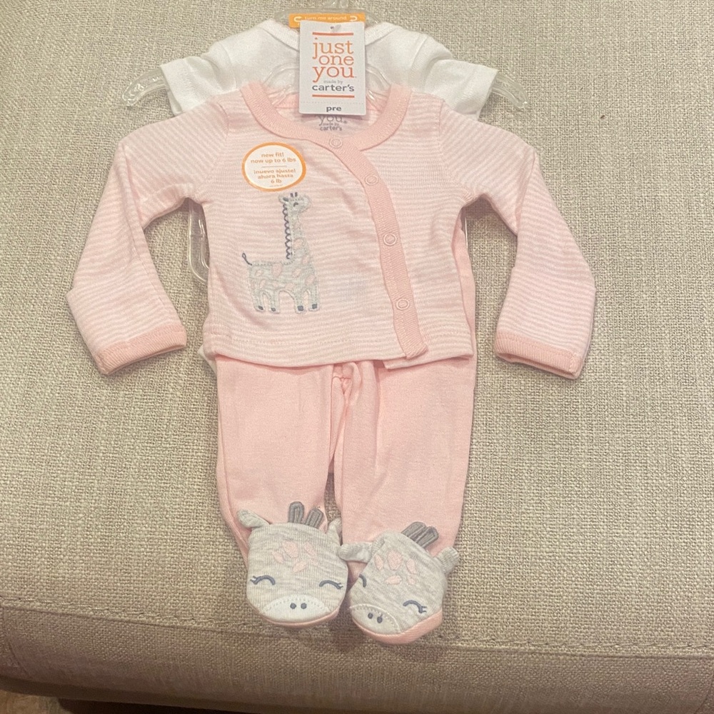 Carter's Pink Striped Giraffe Footie